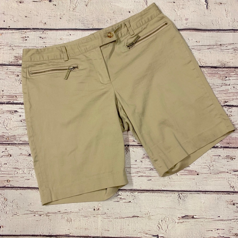 Michael Kors khaki chino Bermuda shorts zipper 6